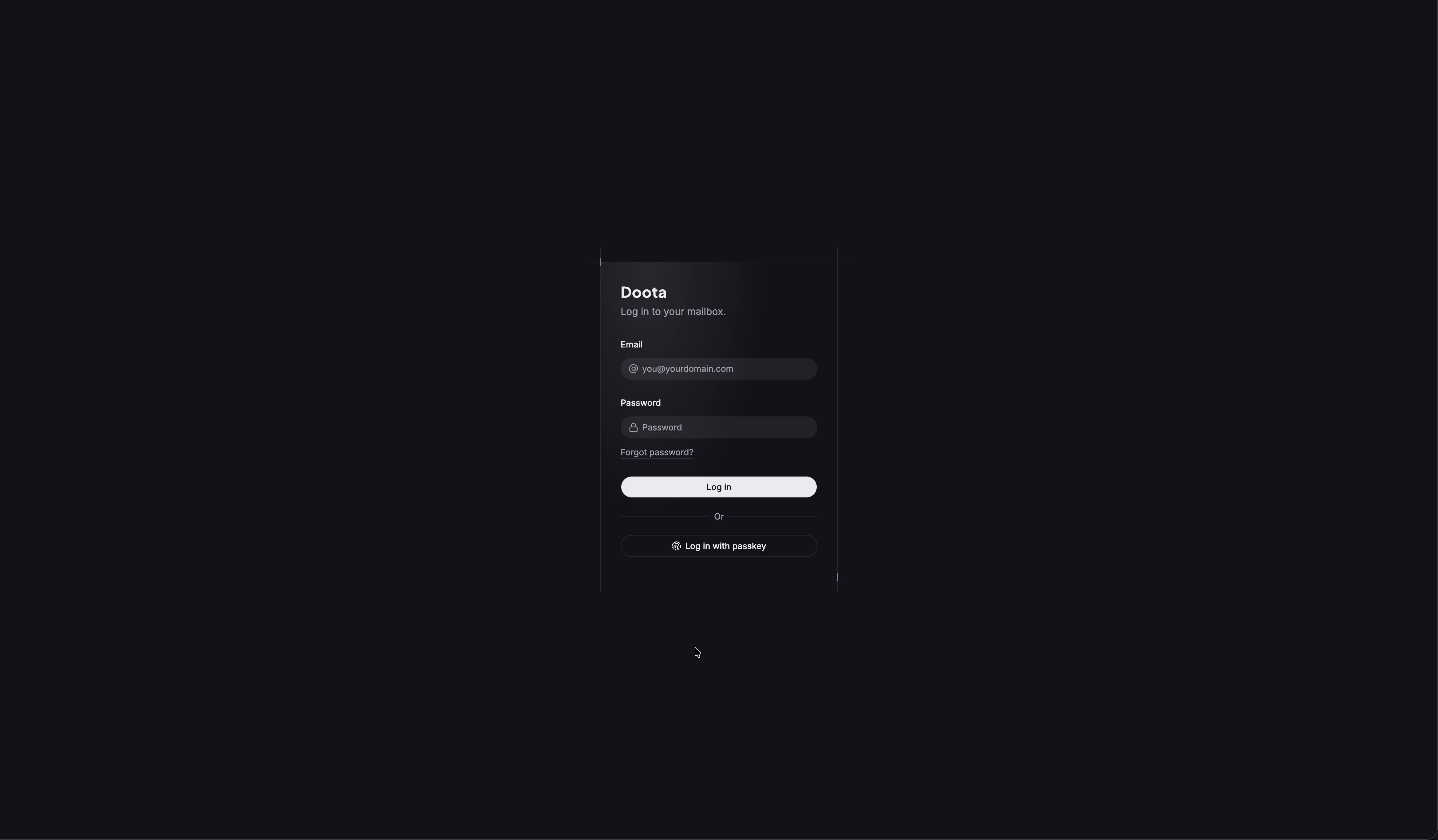 The Doota sign-in screen with email and password fields