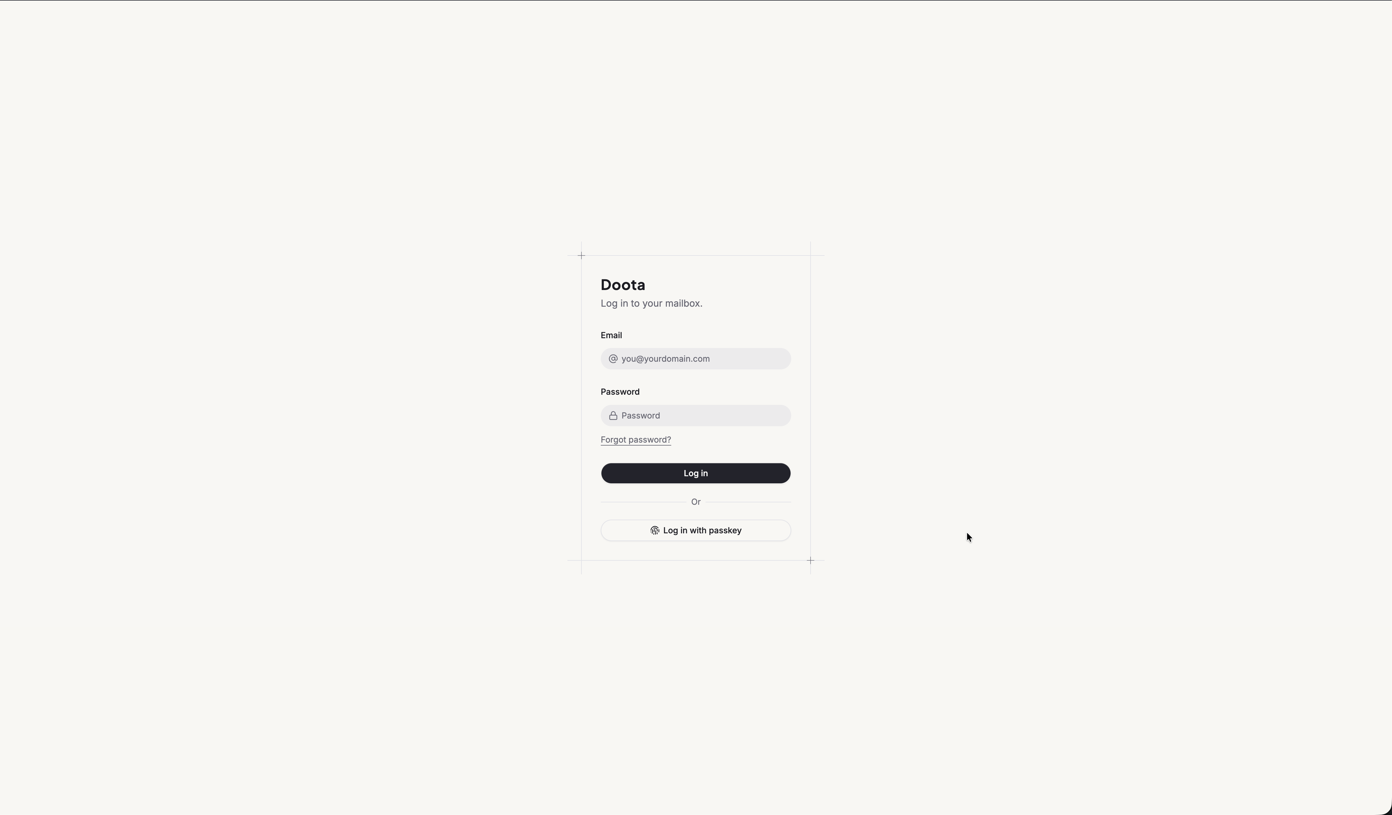 The Doota sign-in screen with email and password fields